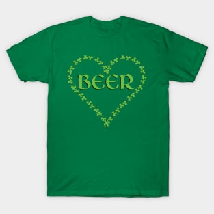 Beer Shamrock Heart T-Shirt